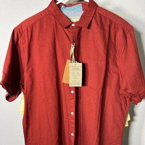 NWT Alexander Julian Colours 100% Cotton Brick Red Long-Sleeve Button-Up SZ Lrg